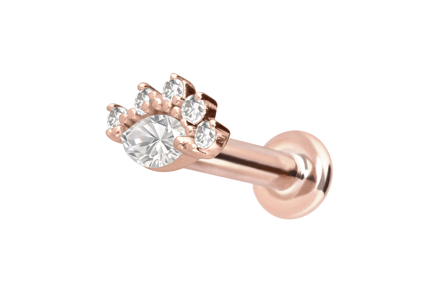 14 Karat Gold Labret Piercing mit Innengewinde MOISSANITE-AUGE